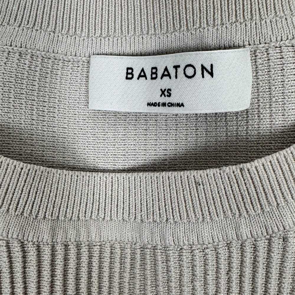 Babaton Ribbed Knit Muscle Tank Top Beige Crew Neck Sleeveless XS - Picture 3 of 5